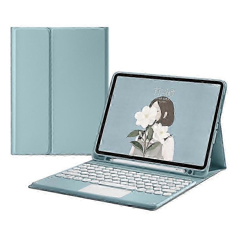 2025 Round Cap Bluetooth Keyboard Leather Case with Pen Slot & Touchpad For Samsung Galaxy Tab S8+ / S7 FE / S7+