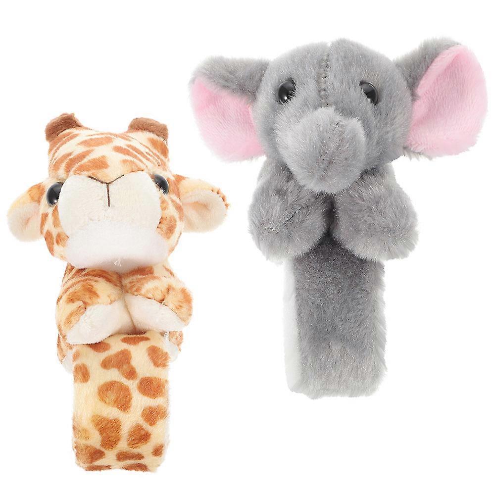 Plush Animal Slap Bracelets   Soft Fuzzy Snap Wristbands with Giraffe & Elephant Designs   Party Favors & Birthday Gifts