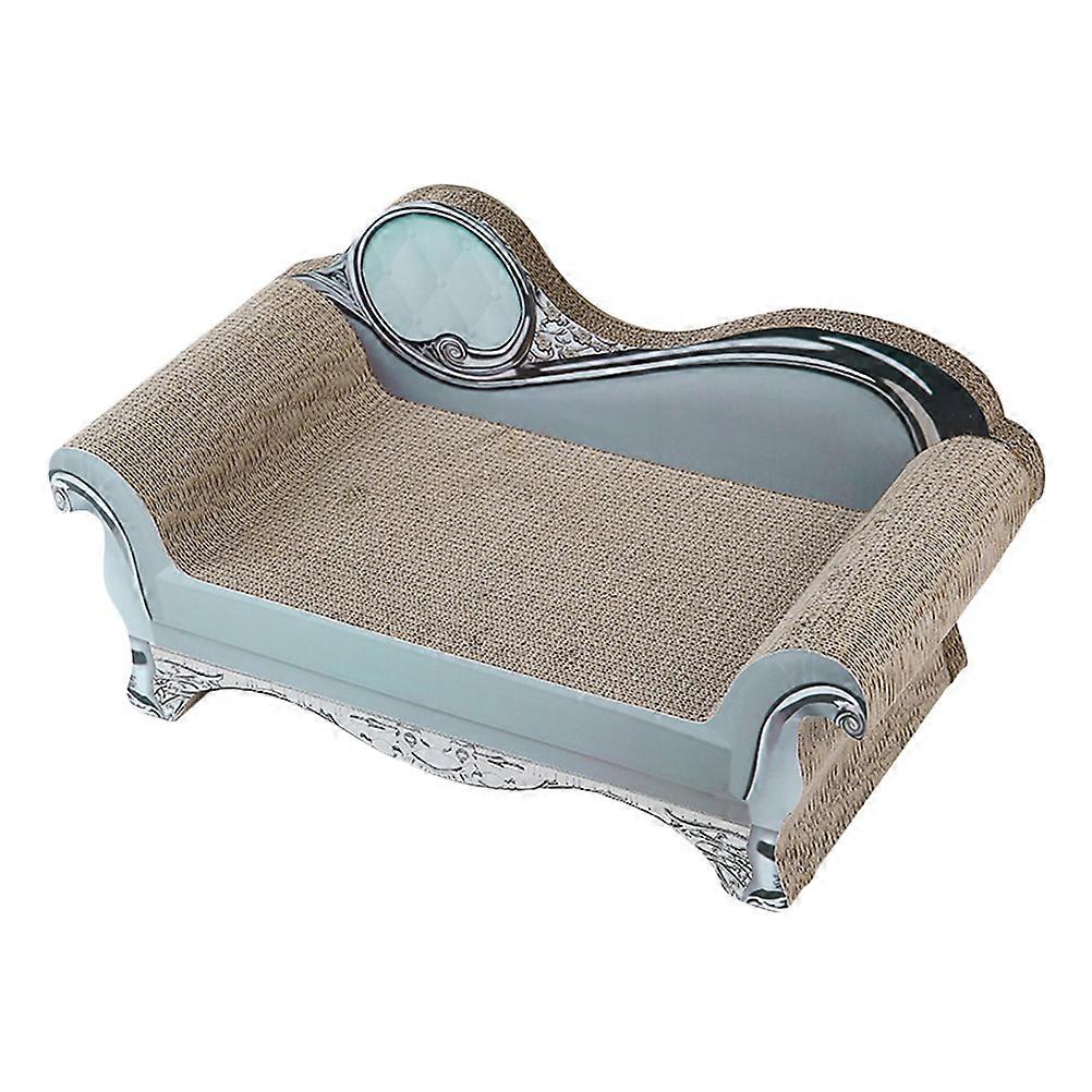 Cat Lounger Scratcher Corrugated Double-Sided Cat Scratcher Grey Cats Resting 1Set