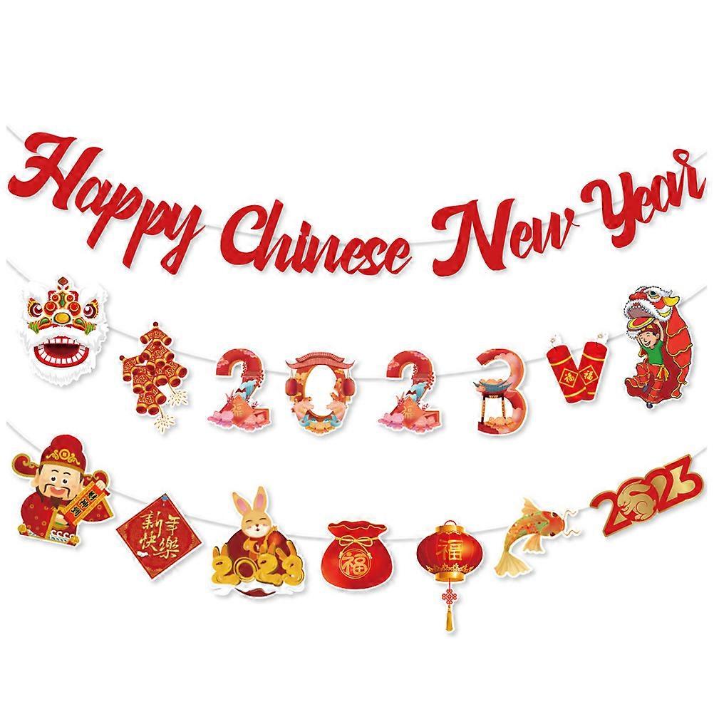 Chinese New Year Paper Banner Party Supplies Ceiling Decoration Traditional Chinese Elements 20X16.5CM 1Set