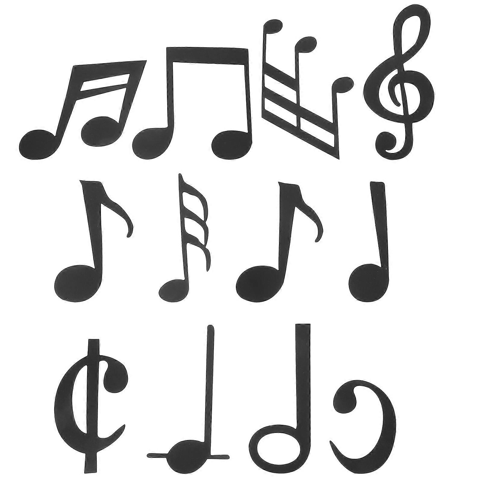Music Theme Sticker Wall Decals Note Shape For Coffee Shop 12Pcs