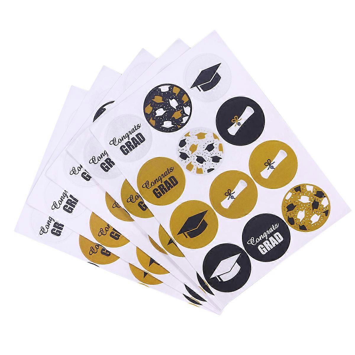 Stickers for Certificates Graduation Theme Handmade Label Stickers Multi Colored 3 5 Cm 144 Pcs