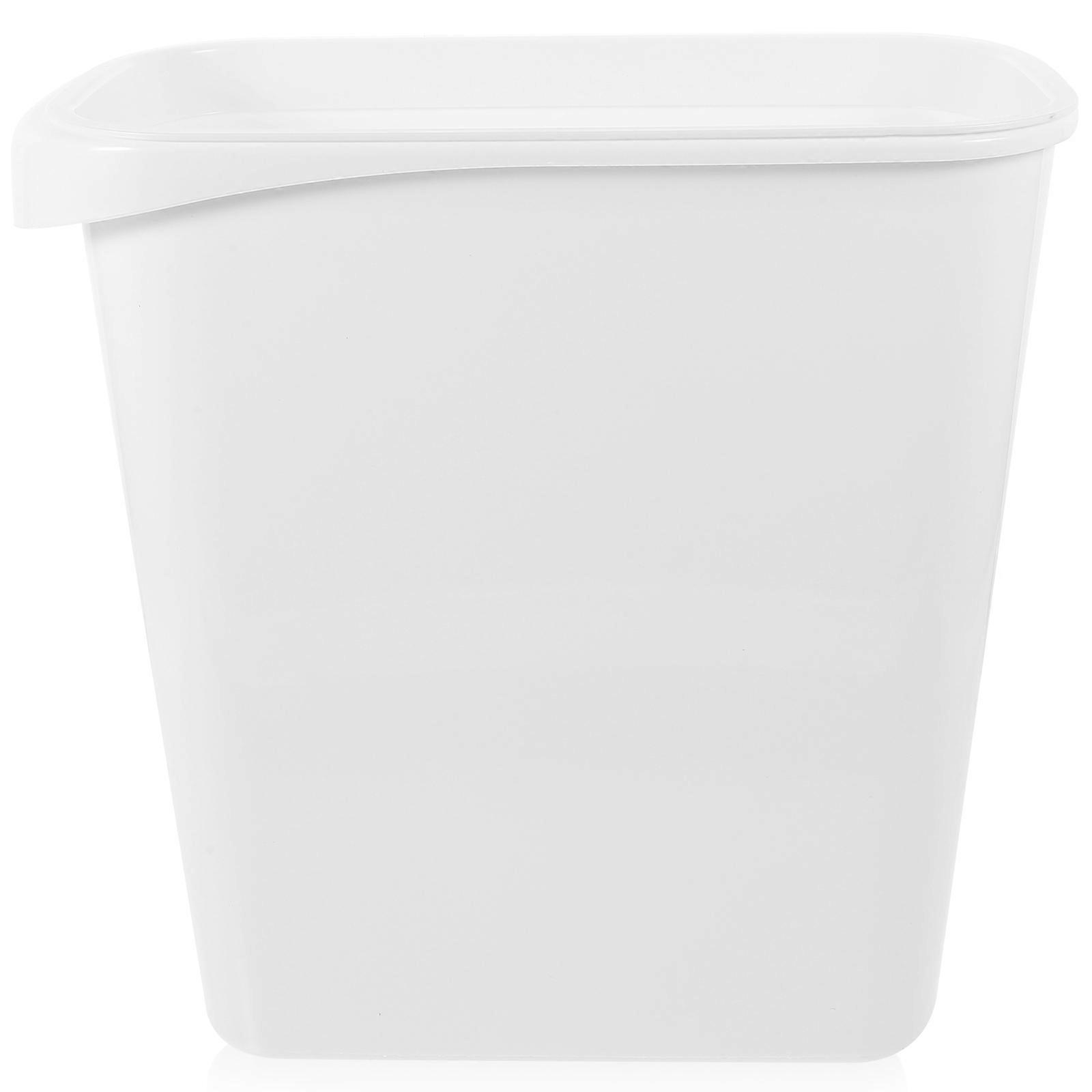 Modern Narrow Trash Can with Pressure Ring, Multipurpose Waste Basket for Kitchen or Office, No Lid, White Color