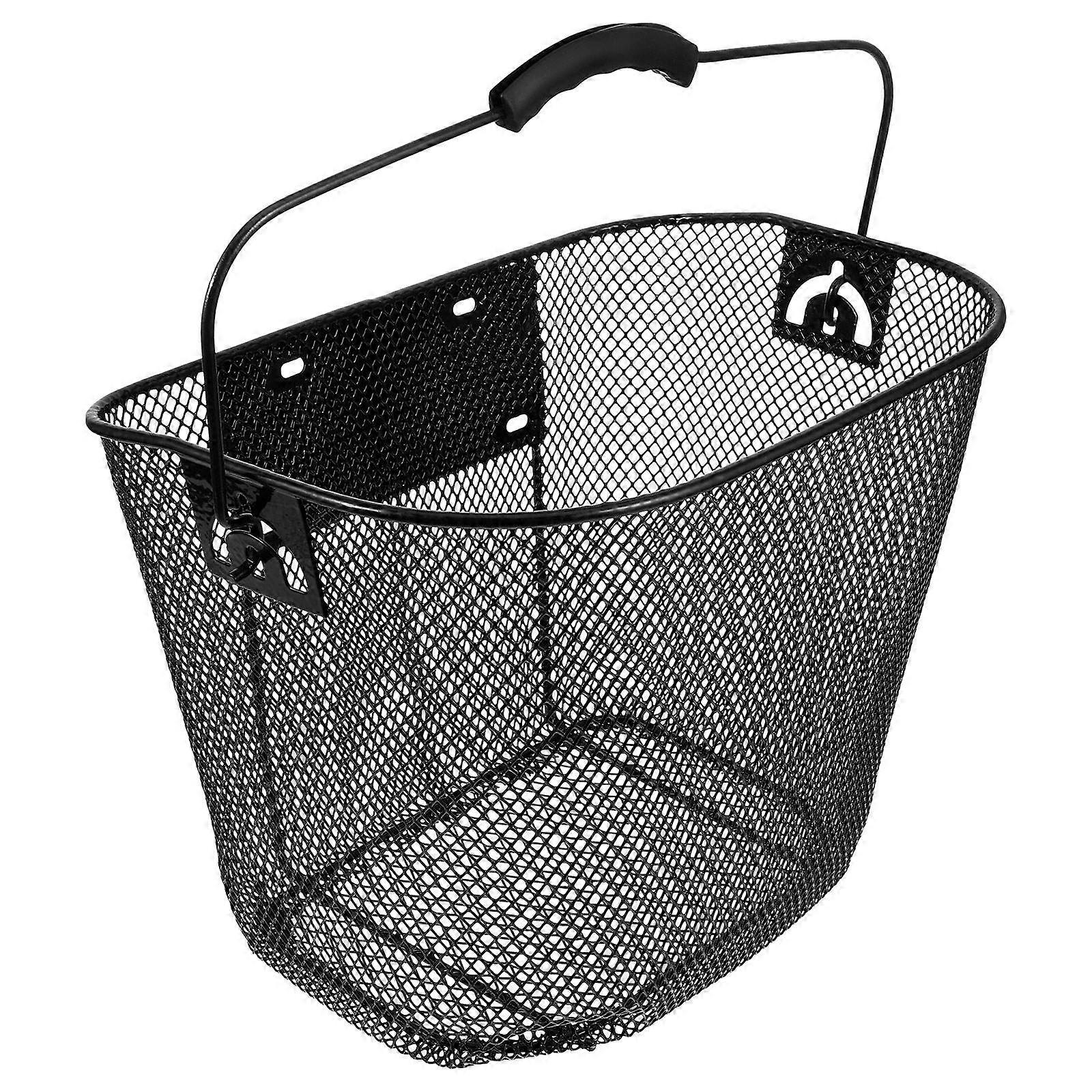 Large Capacity Bike Front Basket Metal Rectangular Storage For Cycling 1Set