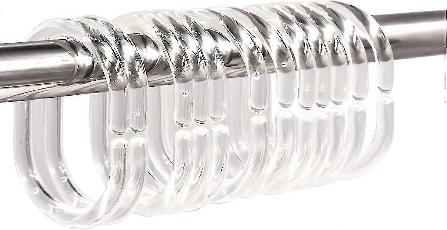 Shower Curtain Rings - Plastic C Rings - Bath Drape Hook Hanger - Clear - 24pcs