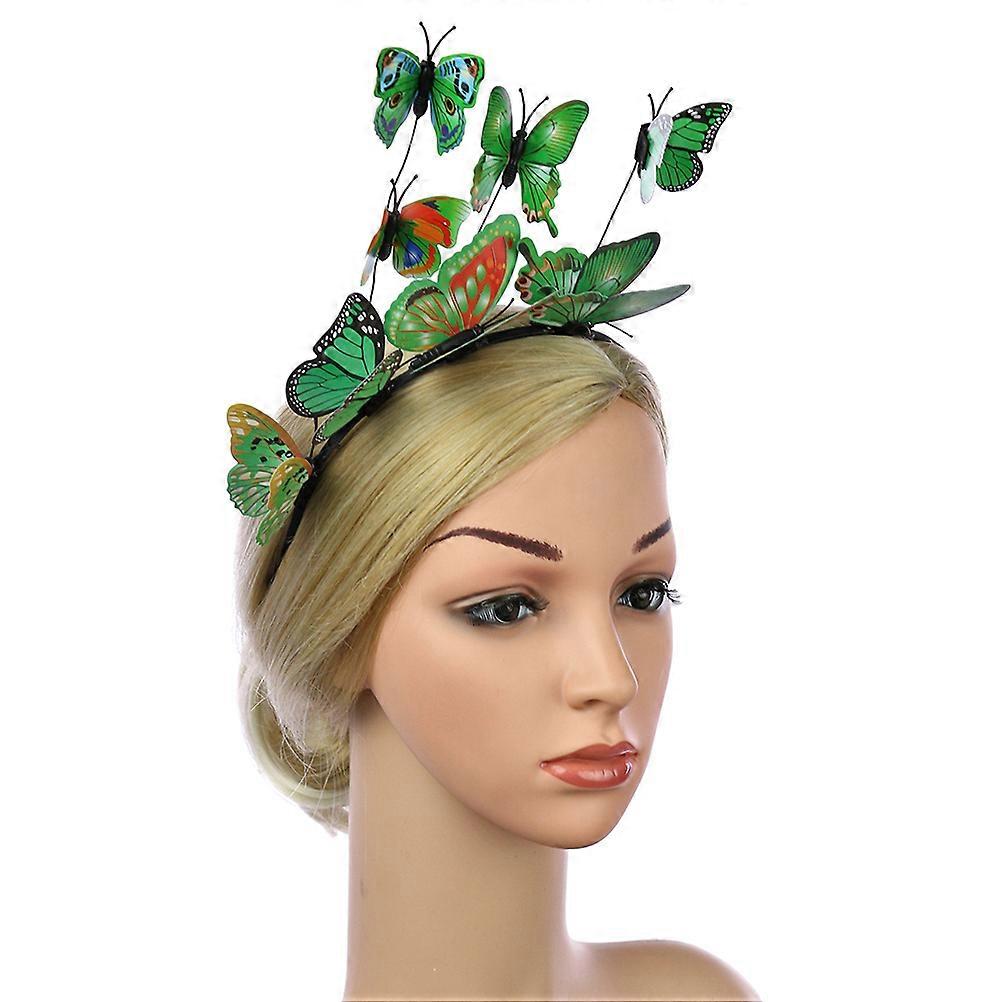 Performance Hair Hoop Green Headband Dancing Party Accessory 3D Butterfly Shape 1Pack