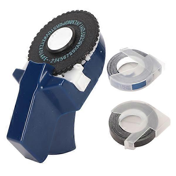 Label Embossing Machine Inkless Easy to Use Ergonomic Design Portable Label Maker with Tape for DIY, Dark Blue