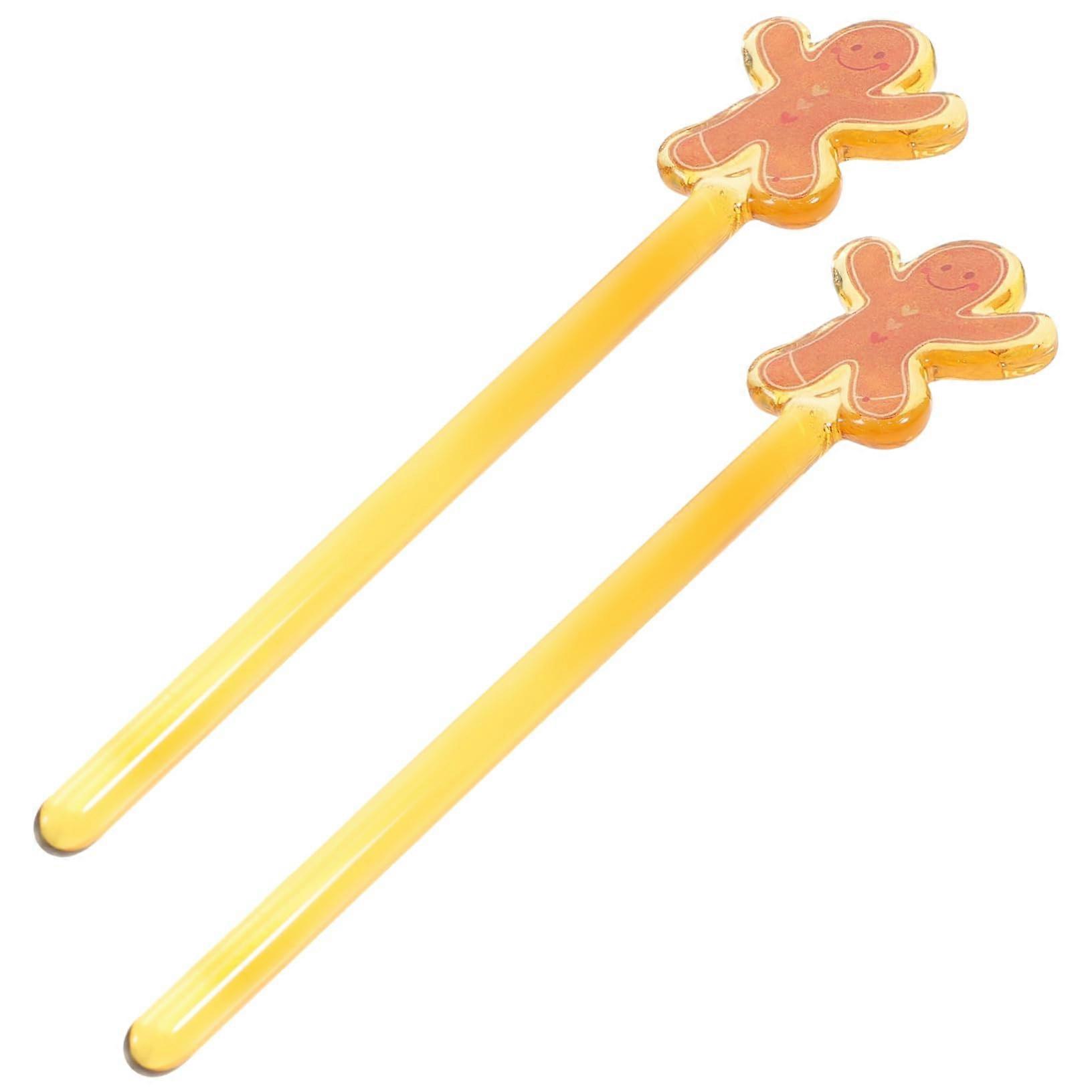 Stirring Stick Set Golden Coffee Spoon Rubber Dispenser Bar Drink Stirrers Mixing Sticks for Cocktails and Cupcakes Pack of 2