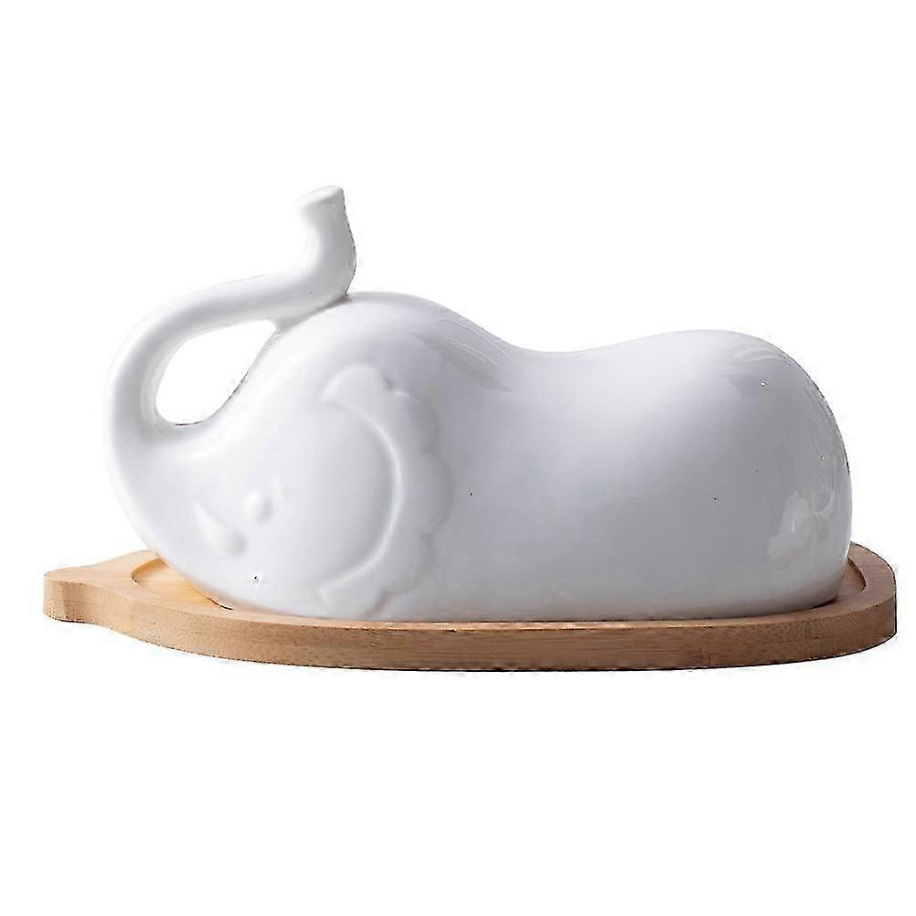 1 set of Food Container Butter Plate with Lid Elephant Design Kitchen Dish