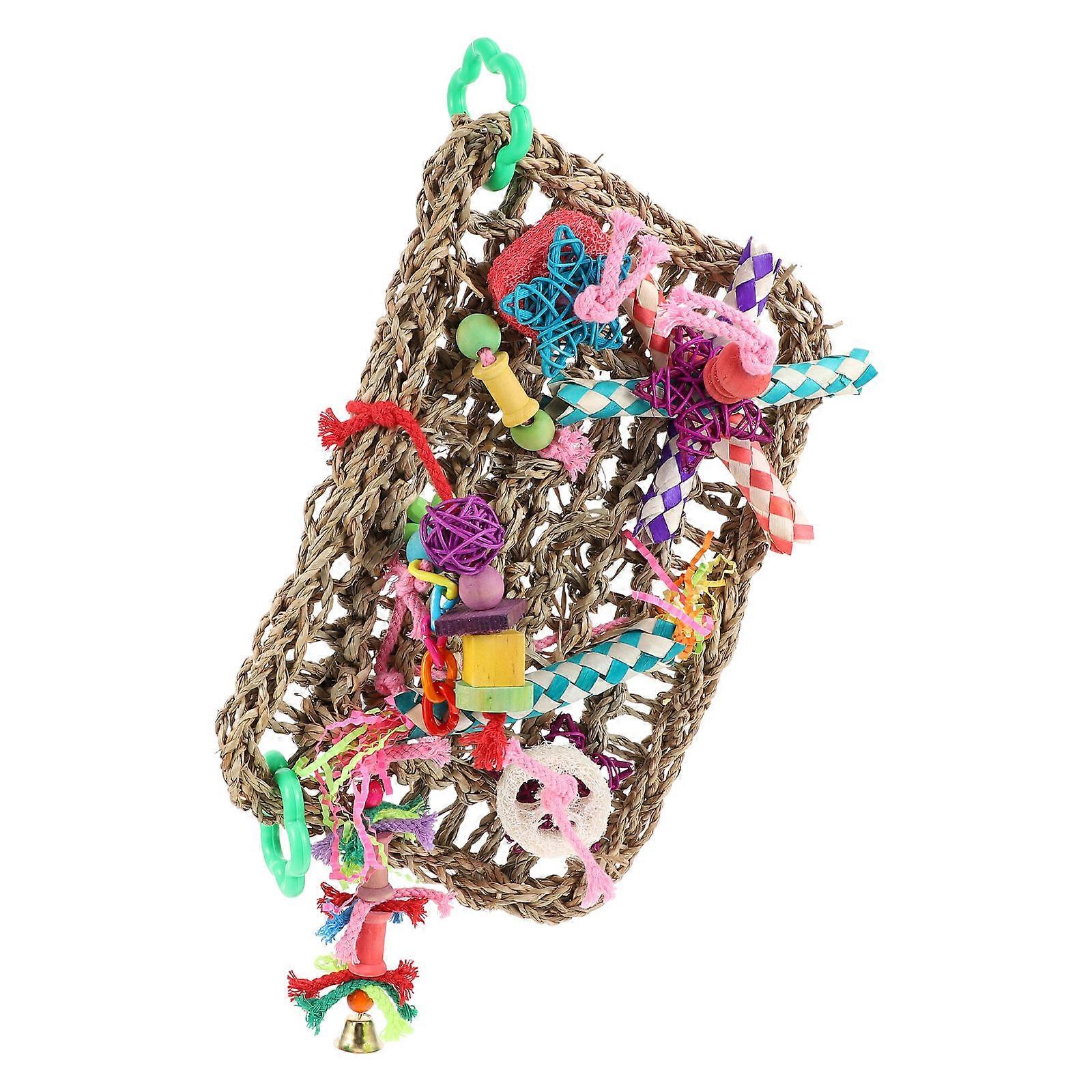 Hanging Bird Toy Climbing Net Foraging Wall Woven Chew Toy for Parrots Safe Fun Play
