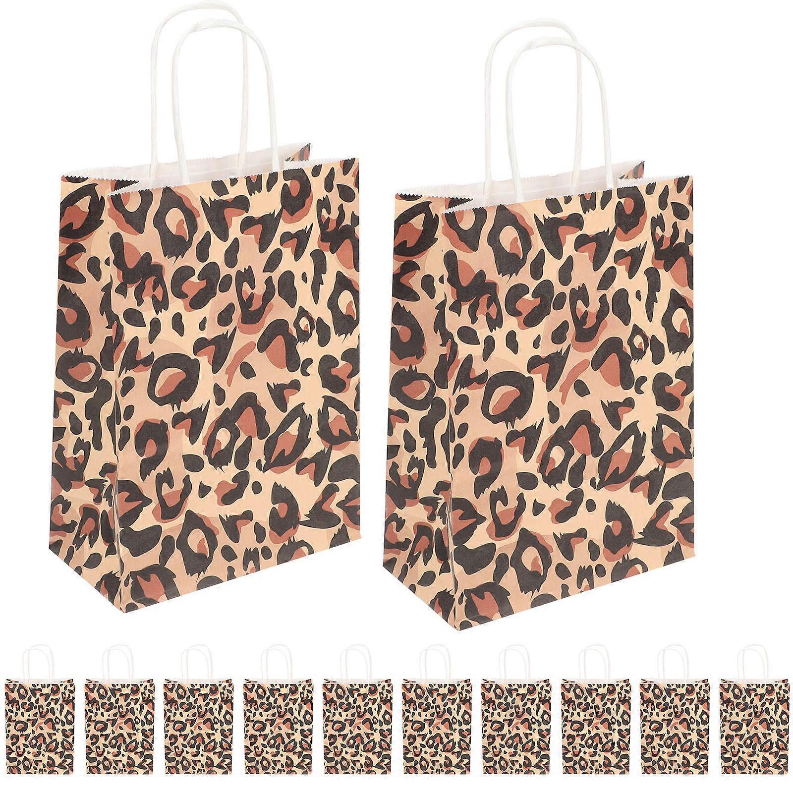 12pcs Animal Print Handheld Tote Bags for Parties, Candy Storage & Birthday Favors – Lightweight & Easy to Carry