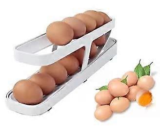 Egg Holder for Fridge, Egg Dispenser Refrigerator, 2Tier Egg Rack, SpaceSaving Egg Tray for Fridge, Egg Holder, Fridge, Egg Storage (White)