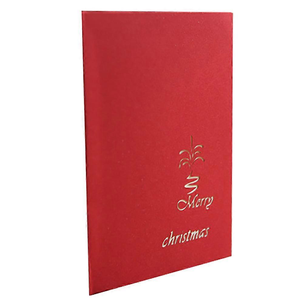 Christmas Themed 3D Square Greeting Cards Red Paper Material Pop-Up Design 15x10cm 2Pcs