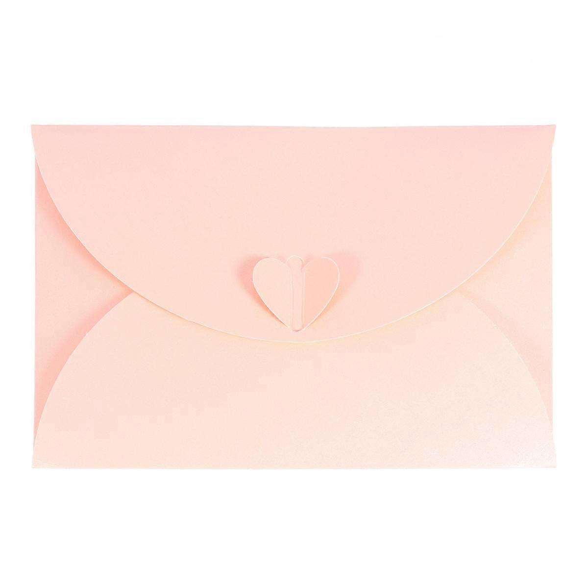 Clasp Envelope Greeting present Packaging Heart-shaped Buckles Pink 15.5x10.5cm Message 20Pcs