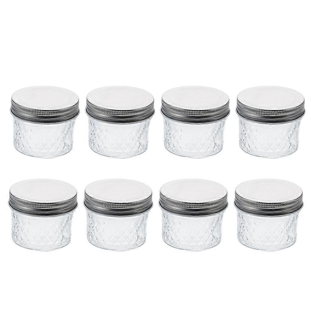 8pcs Transparent Glass Jars with Sealing Lids for Honey, Jam, Caviar, and Syrup Storage – Food Preservation Containers