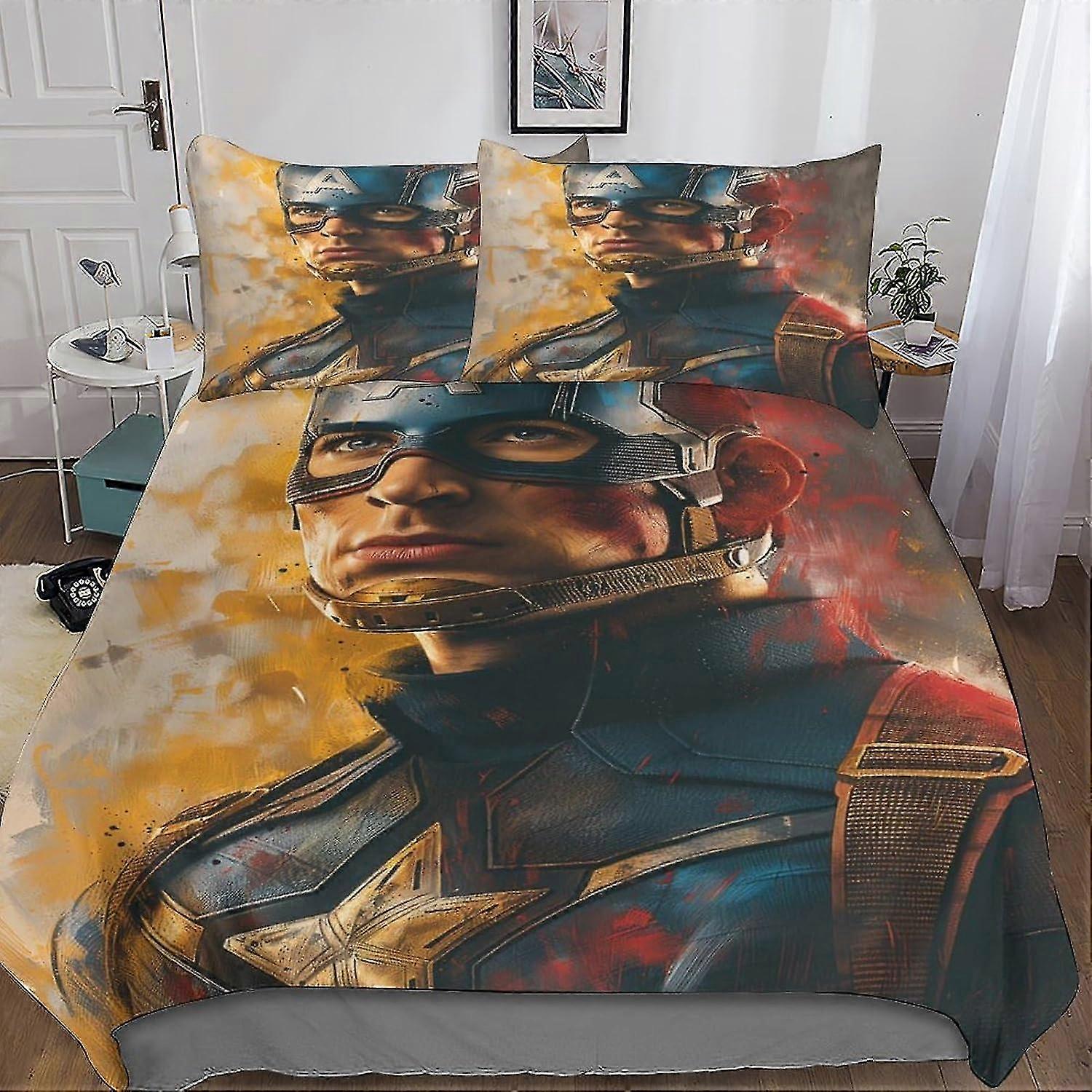 Cool Avengers Premium Duvet Cover Set with Hidden Zipper Closure - Microfiber Movies Bedding Set with 3D Print and Pillowcases - Ideal for C