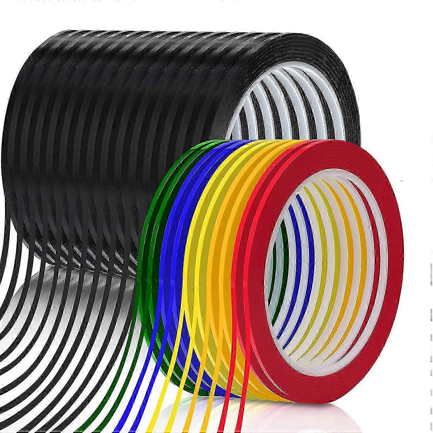 Thin Dry Erase Tape, 24 Rolls 1/8 Inch Whiteboard Tape, 6 Colors for Art Projects, Charts, and Electrical Marking, 216ft per Roll