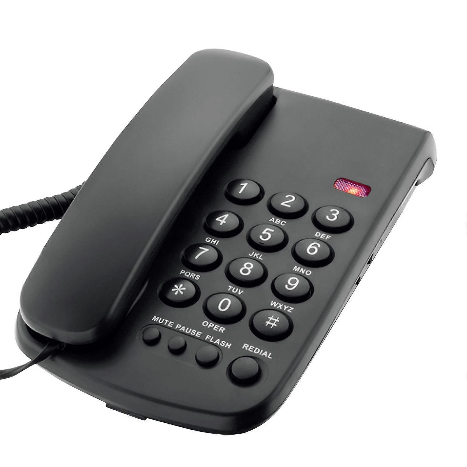 Corded Telephone Desk Phone Flash, Redial, Pause, Safety Lock, Black