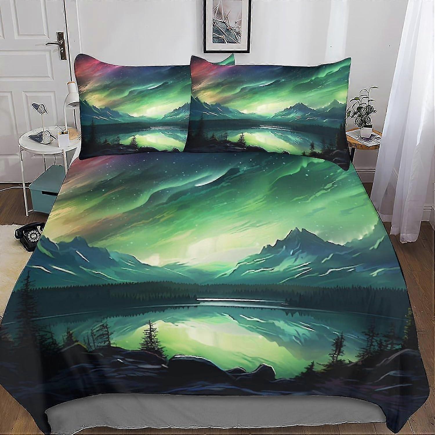 Conjunto de Cama de Microfibra Macia com Estampa de Céu Estrelado para Adultos, Adolescentes e Crianças - 3 Peças de Capa de Colcha com Fecho de Zíper