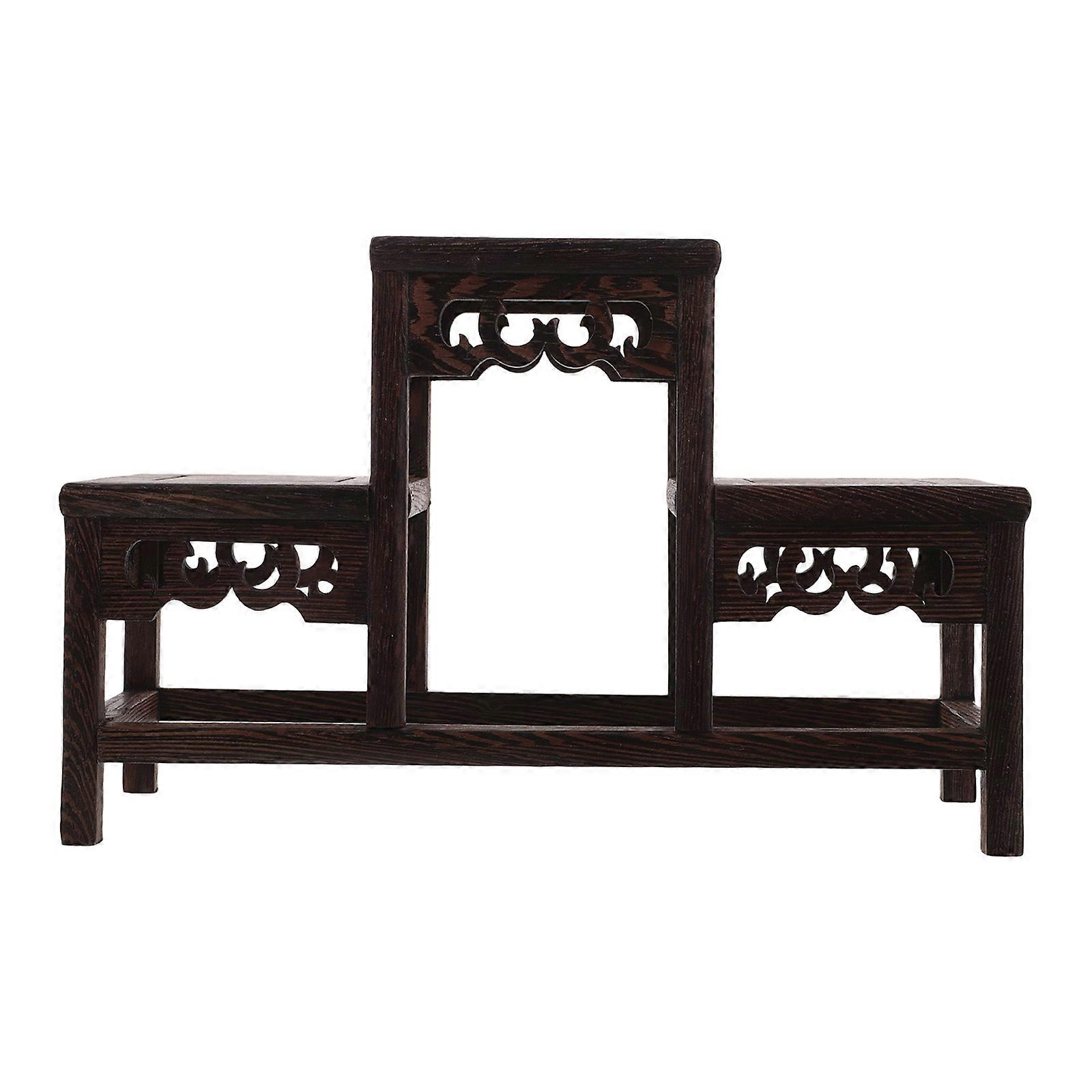3 Tier Wood Stand for Collectibles and Planter Rustic Shelves for Bedroom and Living Room 23.50X14.50X8.30CM Organizer 1Set