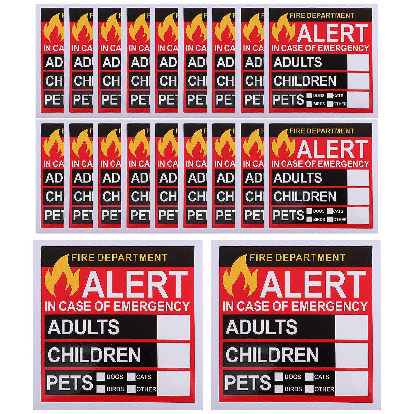 20 Sheets Emergency Alert Stickers for People and Pets Decals