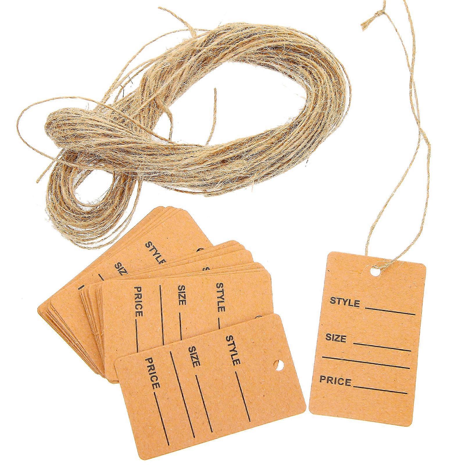 Paper Tags with String Price Tags for Labeling Writable Clothing Labels for Shoes Stationery Light Brown 5.00X3.00X0.10CM Removable 200Set