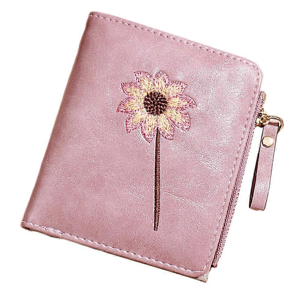 PU Bifold Wallet for Women – Floral Design, Zippered Coin Compartment, Multi Pocket Lady Pouch – Durable & Wear Resistant, Compact Style