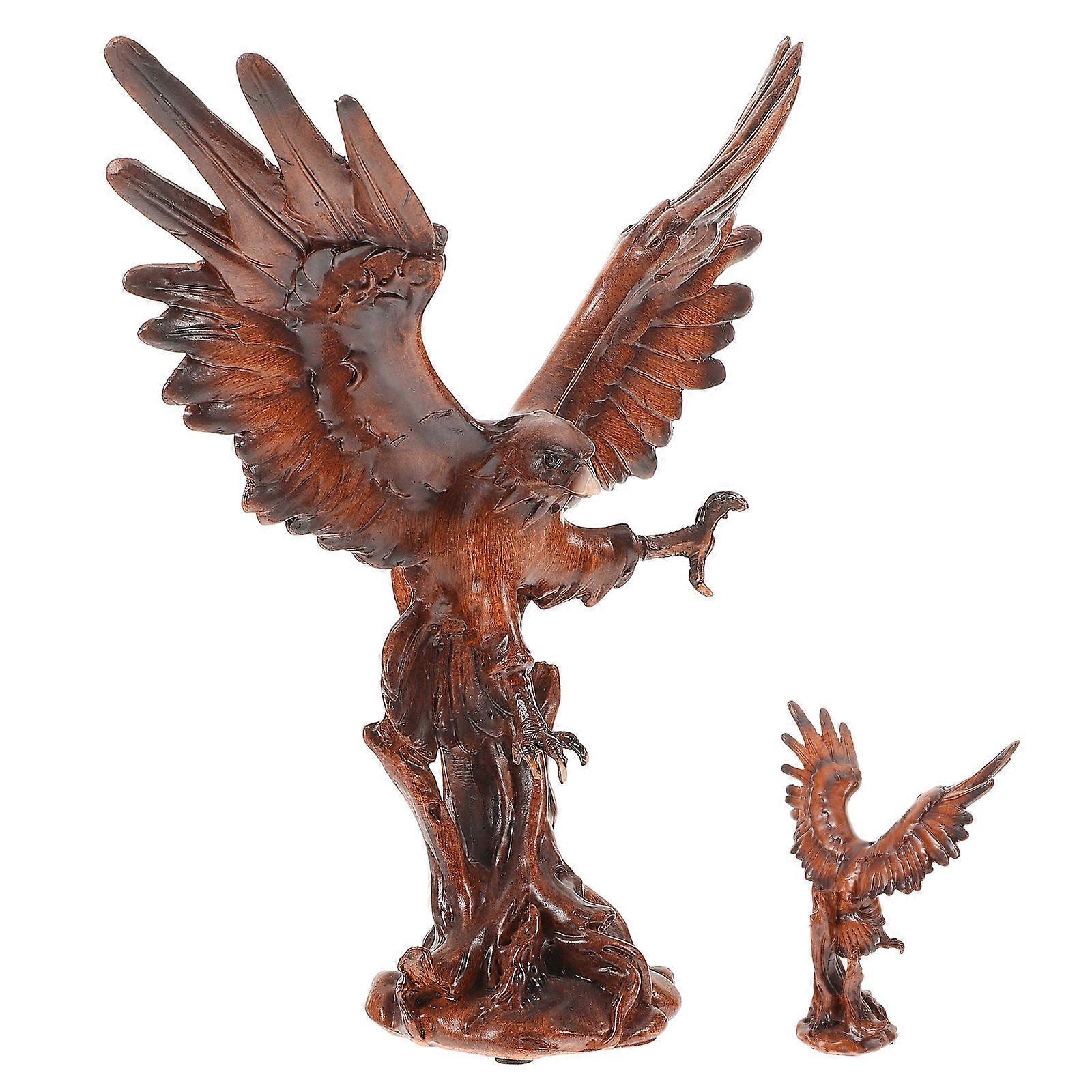 Eagle Figurine Coffee Color Spread Wings Home Office Decor 27.00X24.50X8.70CM Synthetic Resin 1Pack