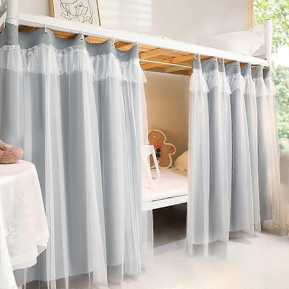 Gauze Blackout Curtains for Lower Attic, Breathable Dustproof Bed Curtains with Rope Buckles for Dorm Room Privacy
