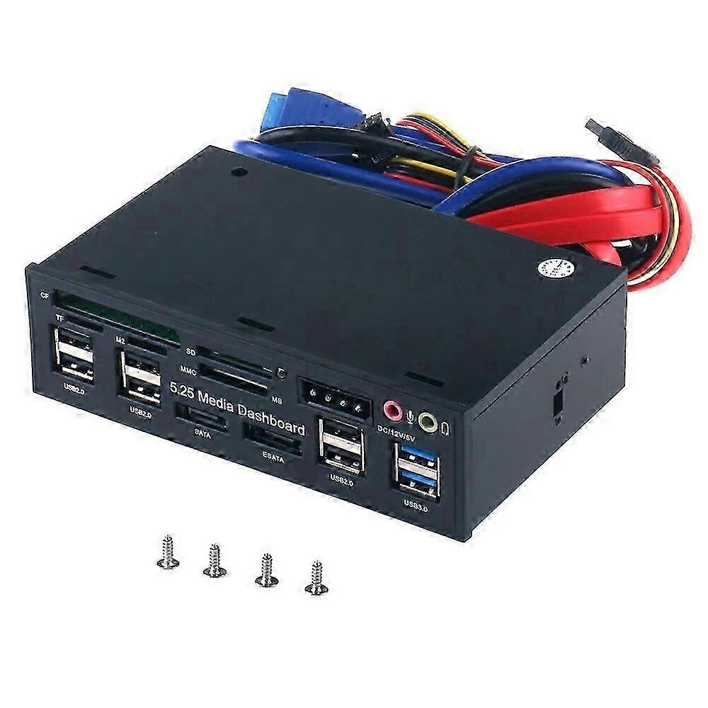 TroveMart Multifunktions-USB 30 Hub ESATA SATA Anschluss Interner Kartenleser PC Medien Frontplatte o Für SD MS CF TF M2 MMC Speicherkarten