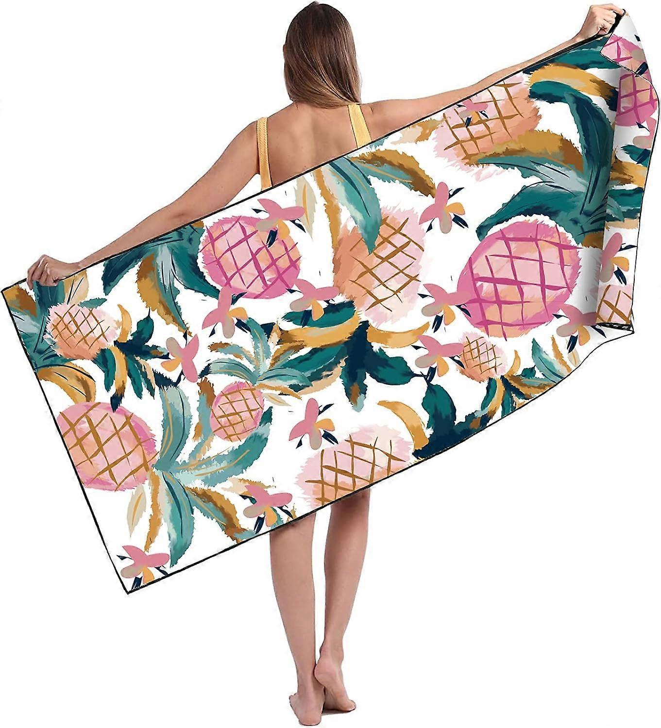 2 Adult Extra Large Microfiber Beach Towels, Double-Sided Velvet