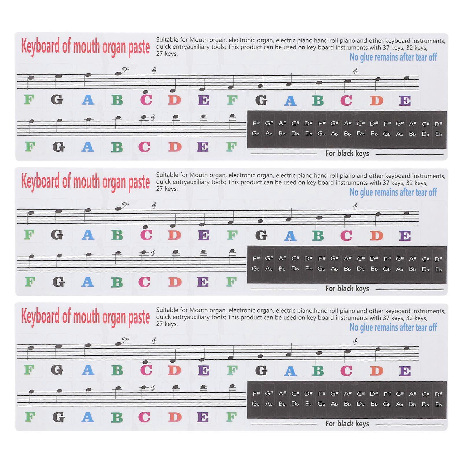 3pcs High Viscosity Melodica Practice Patches Keyboard Scale Stickers for Beginners, Easy to Use Learning Decals for Children