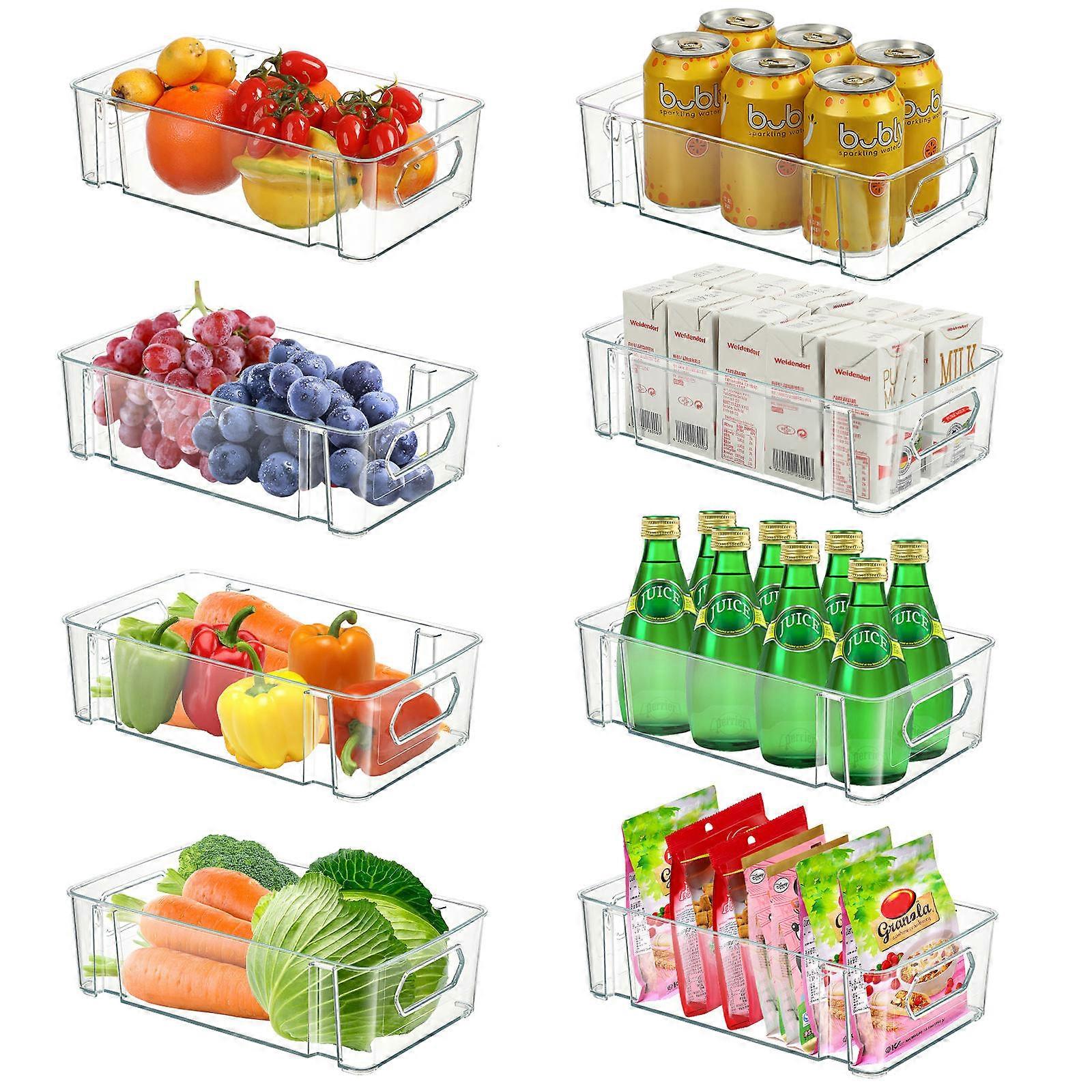 Fridge Drawers Hemoton Stackable Refrigerator Organizer Bins Kitchen Storage Box Transparent 8Pcs