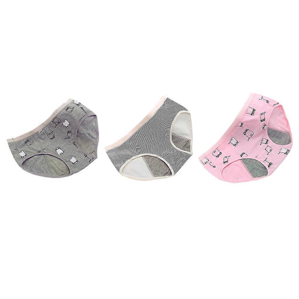 3pcs Leak Proof Period Panties for Women – Comfortable, Moisture Absorbing Sanitary Underwear – Grey Striped Design