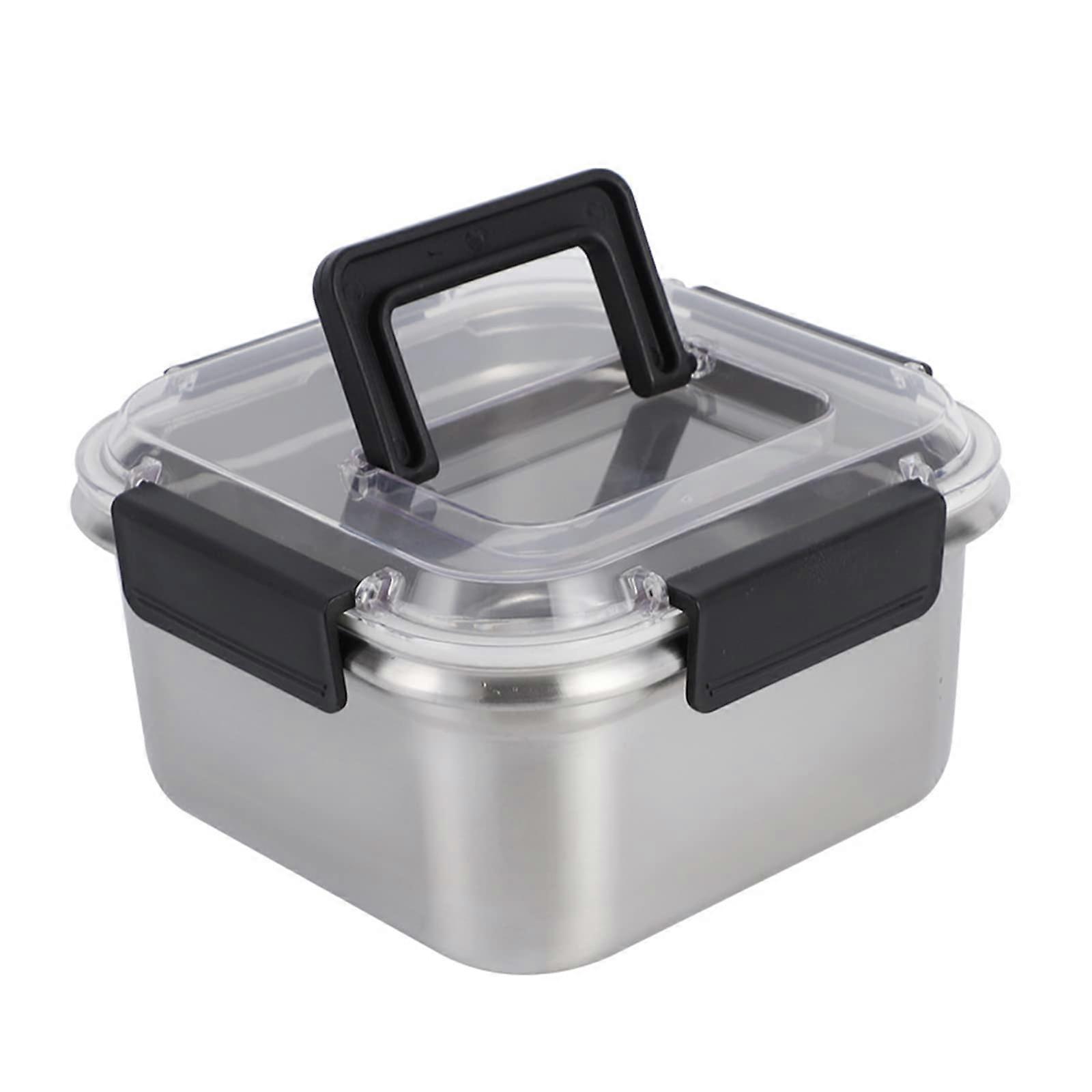 Stainless steel lunchbox, large capacity, bento box with transparent lid handle, thermal container for hot meals, 3000 ml.