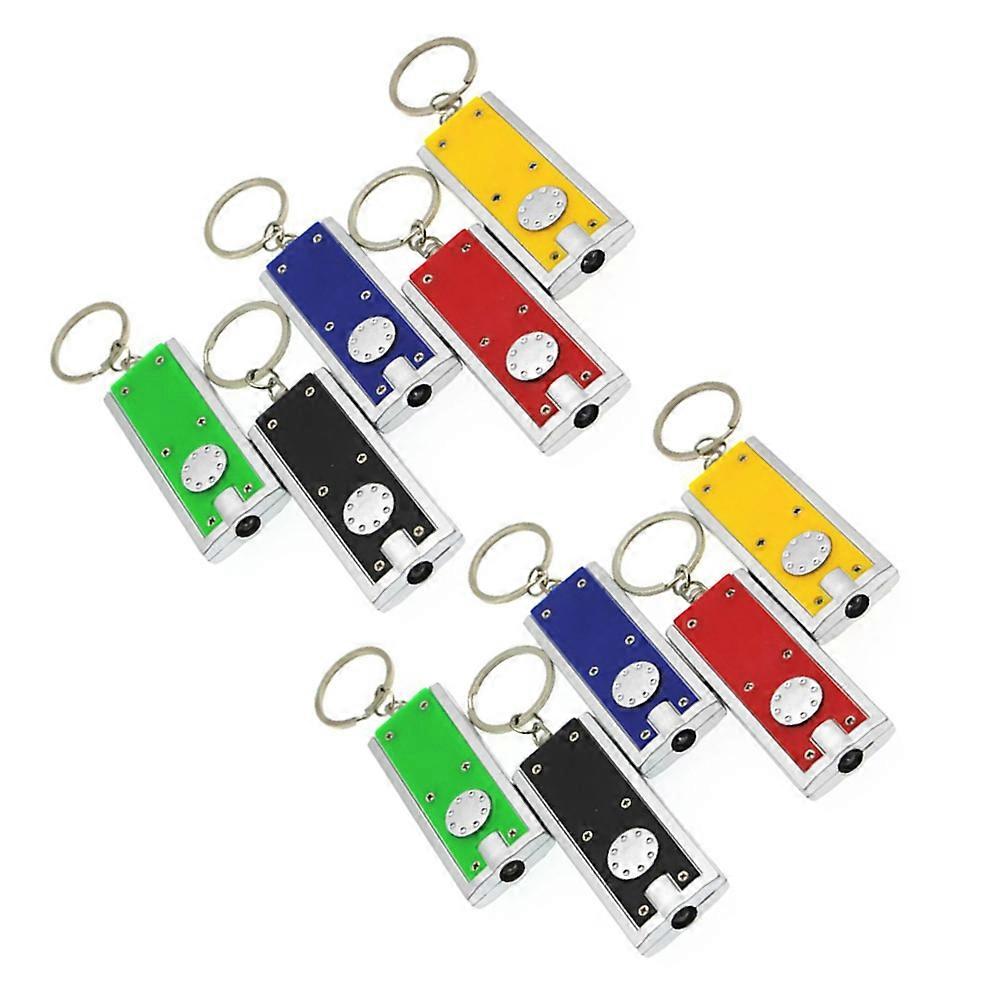 10Pcs Assorted Color LED Keychain Flashlights Ideal For Daily Use Portable Lighting Rectangular Shape