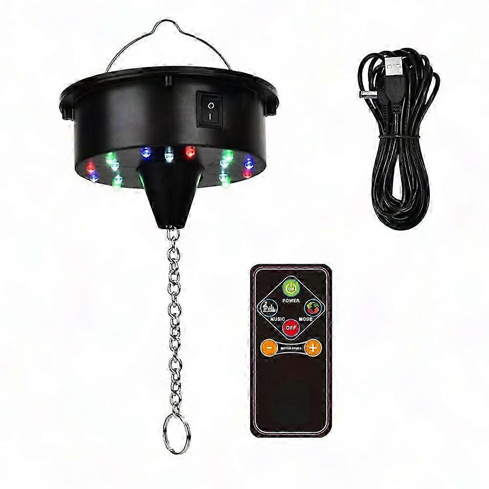 Rotating Disco Ball Motor with Remote, 18 LED Lights for 12-24 Inch Mirror Balls (Ball Not Included)