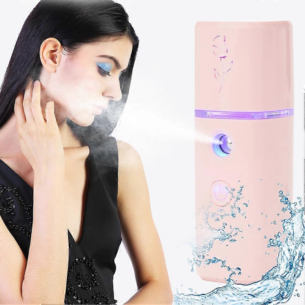 Portable Face Atomization Sprayer Nanoscale Nano Mist Spray Moisturizing Skin Bottle (Pink)