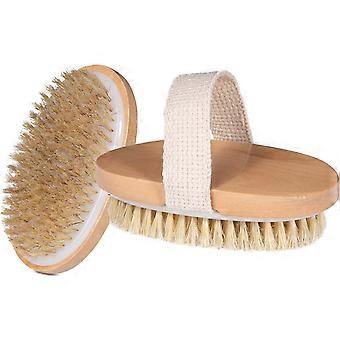 Trockenkörperbürste 2er-Pack – Natürliche Wildschweinborsten, Peeling-Bürsten für Lymphdrainage, Cellulite, Akne, Holzpeeling mit S