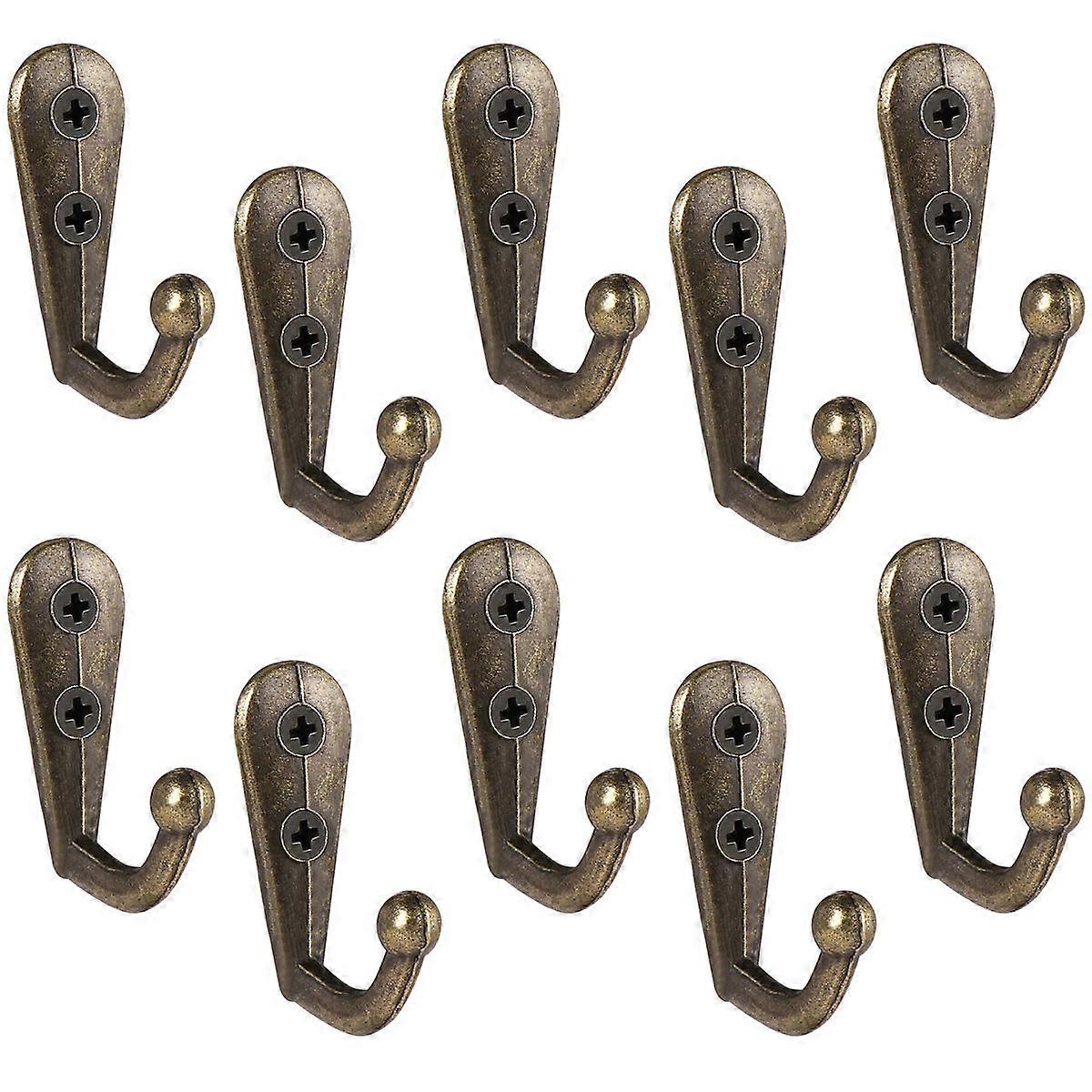Antique Dark Brown Coat Hook Rack Made from Zinc Alloy with Dual Hole Design for Easy Mounting and Home Decoration 10 Pieces