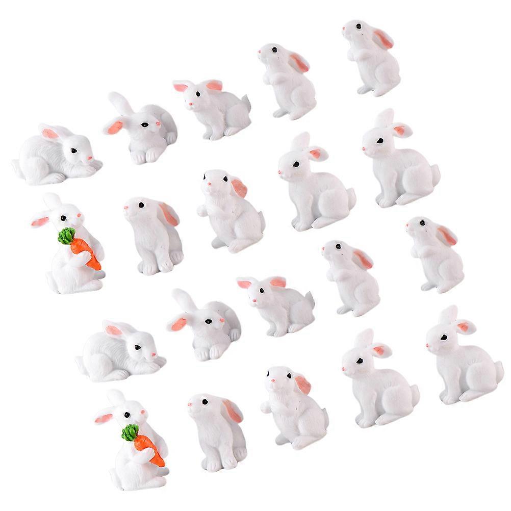 24Pcs Mini Rabbit Resin Adornment for Micro Landscape and Craft Decoration