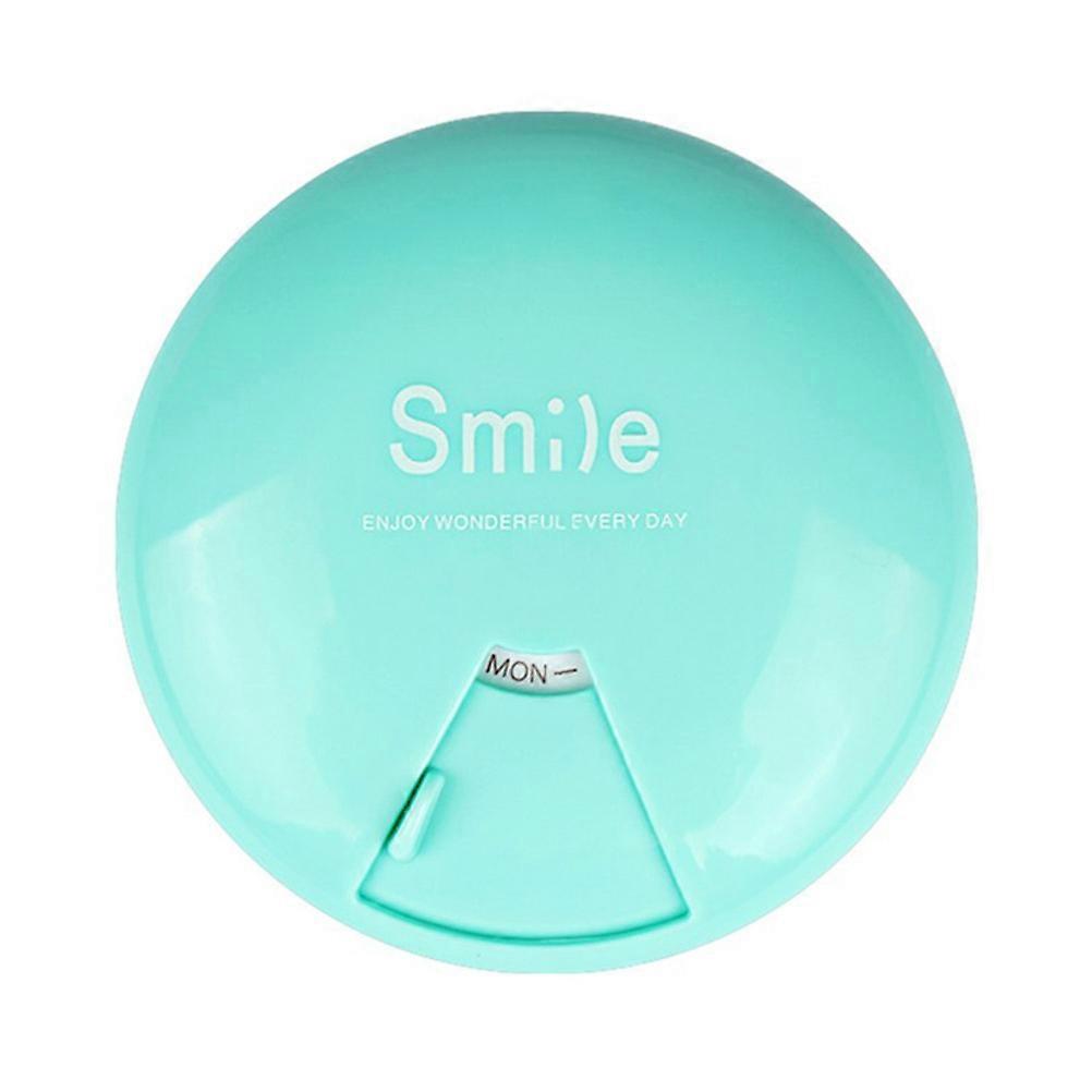 Medication Organizer Round 7 Grids Pill Box For Home Use And Traveling Blue 8.6 x 8.6 x 3.2 Cm 1Pcs