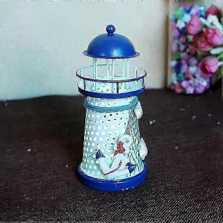 GYFDYM Nautical Ocean Flash Lighthouse Fishing Net Starfish Shell Metal Beacon Tower Ornaments Figurines Crafts Paperweight Home Decor 2025