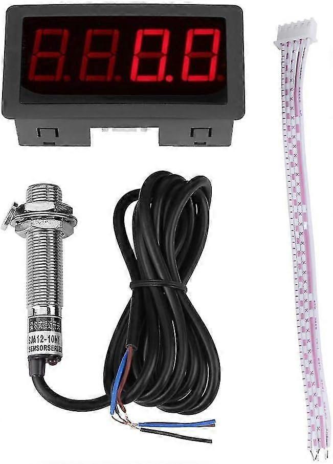 4 Digital LED-varvräknare, varvtalsmätare och Hall Proximity Switch Sensor Npn (röd)
