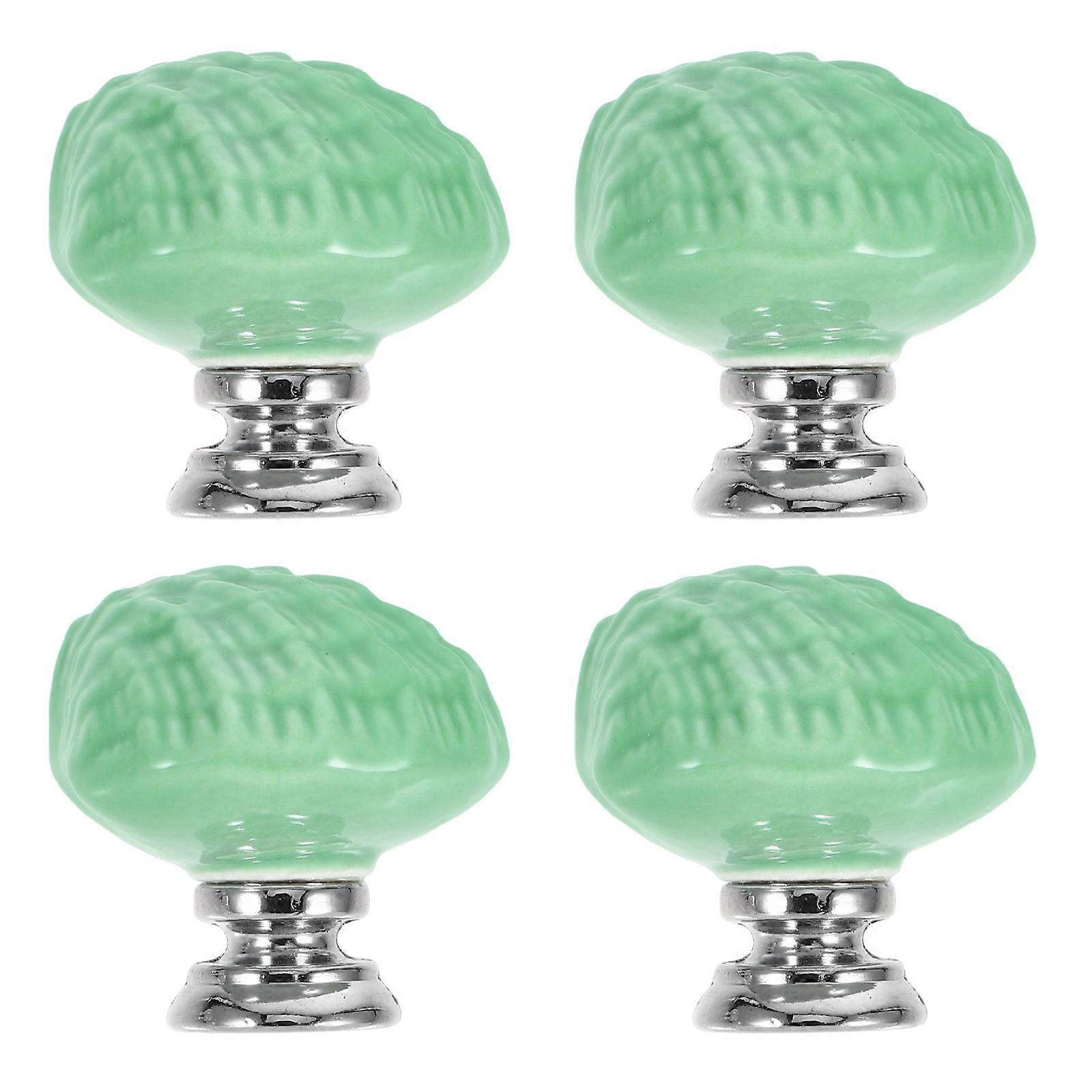 Decorative Drawer Knobs Ceramic Pull Handle Kitchen Cabinets Furniture Hardware Light Green 3.1*2.9cm 4Pcs