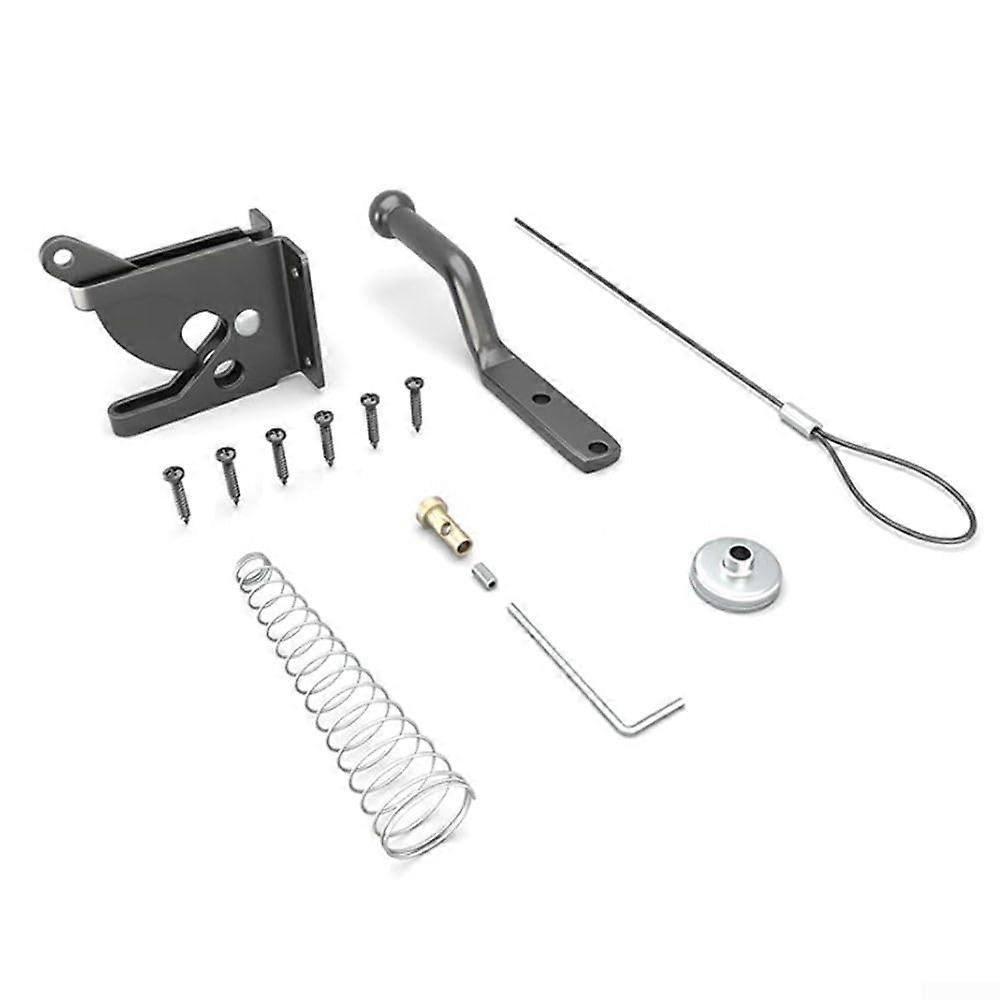 Self Locking Garden Fence Latch with Rope, Spring Loaded Metal Door Lock for Wooden Fencing
