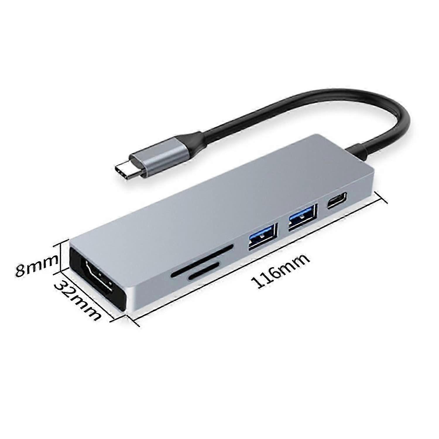 2025 USB C Adapter for MacBook, 6 in 1 USB Type-C to 4K HDMI Multiport Adapter Hub Compatible with Type-C laptops Like as Macbook Pro,Dell XPS,Chromeb