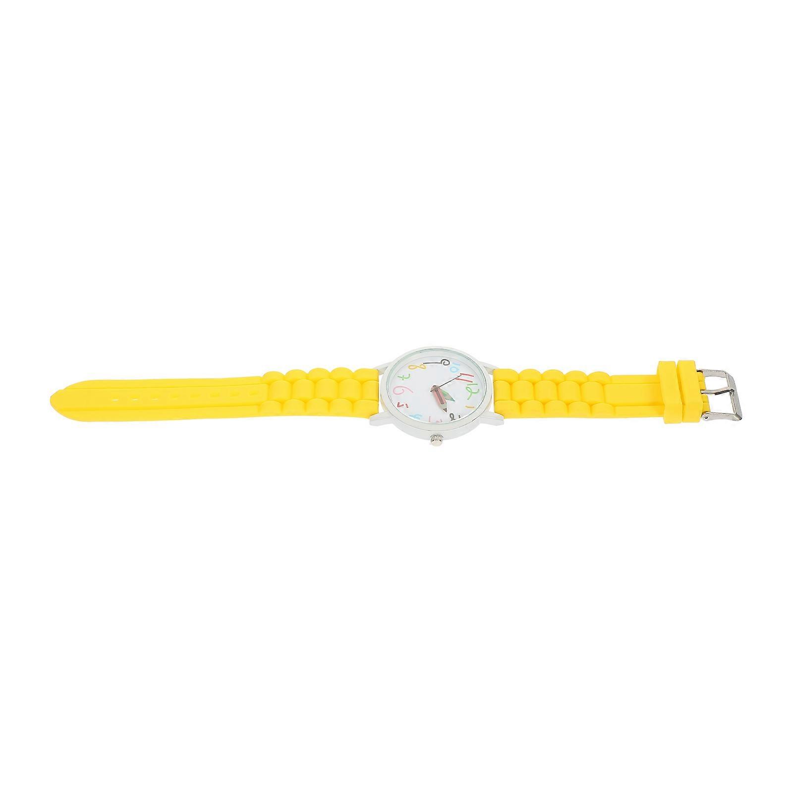 Adjustable Kids' Quartz Wrist Watch for Students – Yellow Digital Style Timepiece