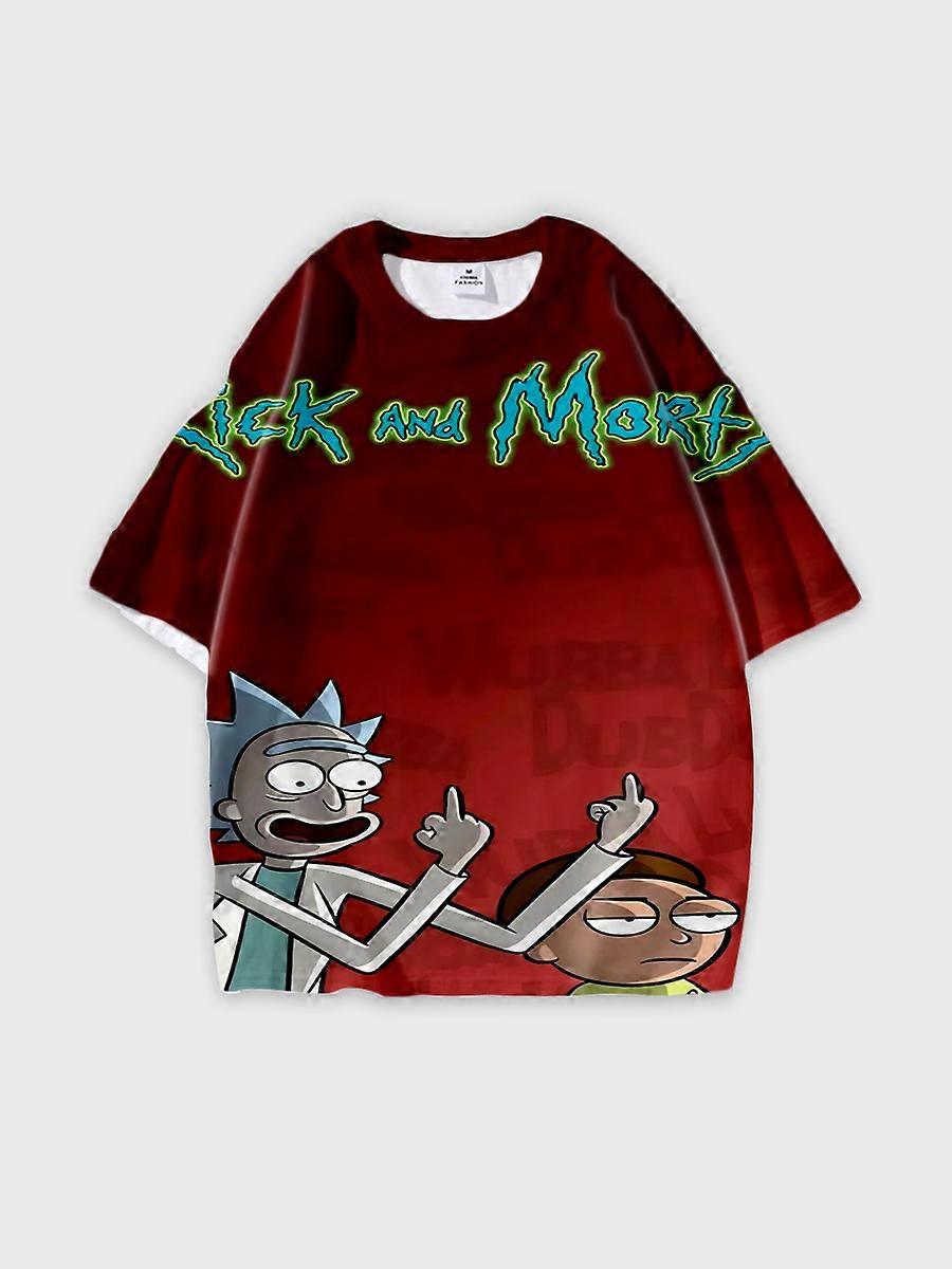 T-shirt round neck Animation Character Pattern loose short sleeve E2063