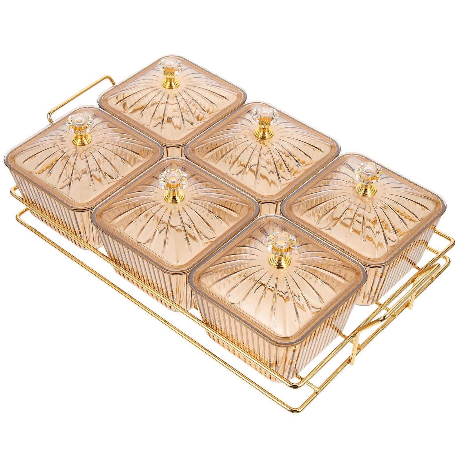 Golden Iron Snack Dish with Tray for Storage Perfect for Parties and Home Use 1 Set